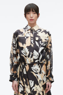 Joyful Tulip Cropped Shirt Jacket | Midnight Multi