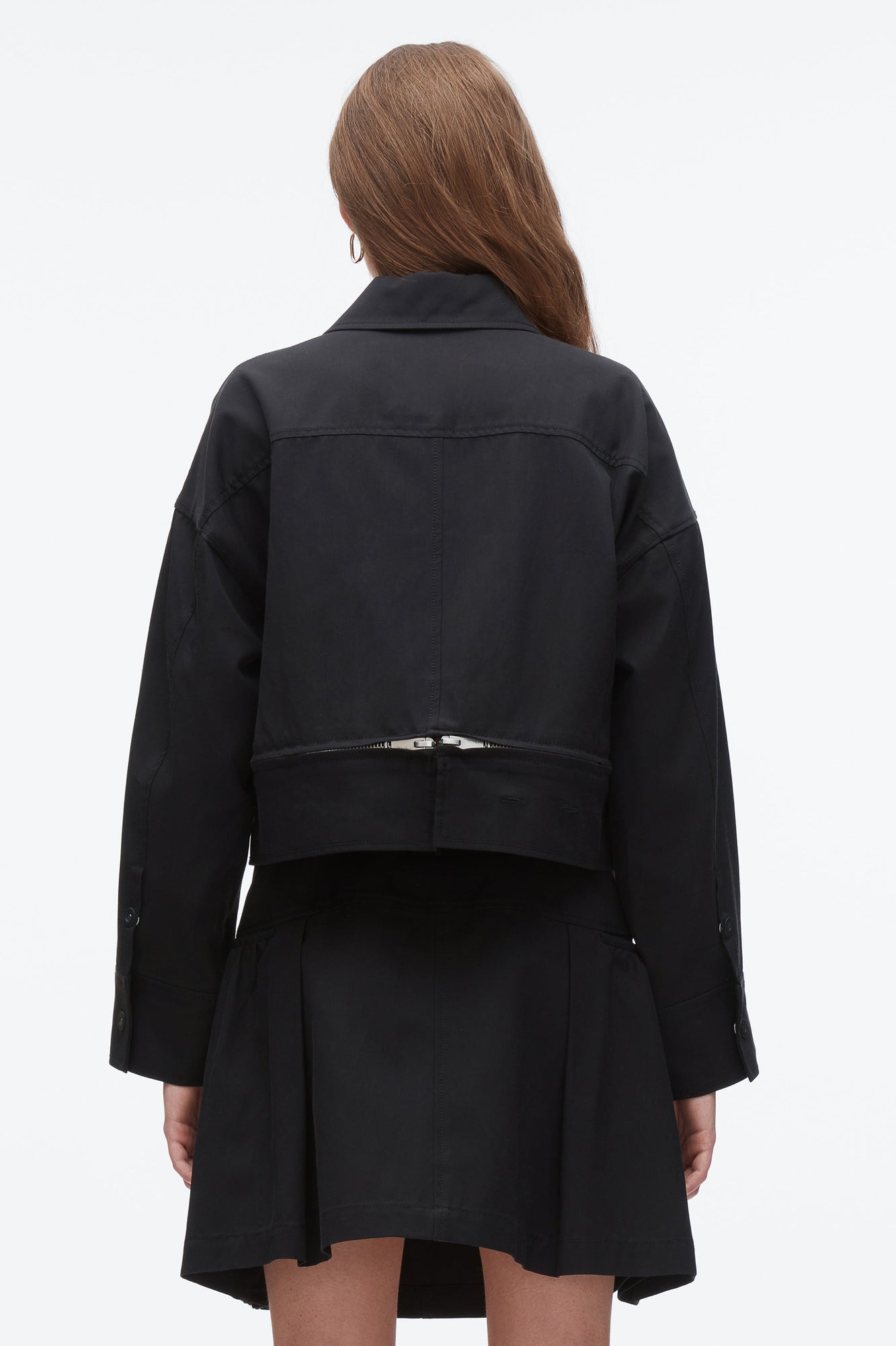 Double Zip Cropped Utility Jacket | Black