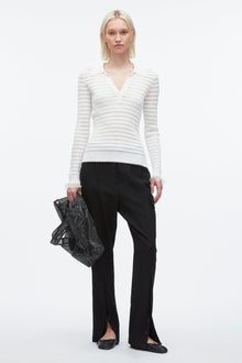 Shadow Stripe Pullover Polo | Ivory