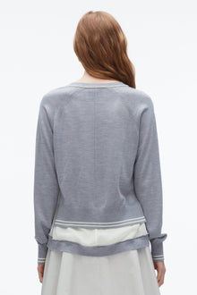 Chiffon Hem Boxy Cardigan | Grey Melange