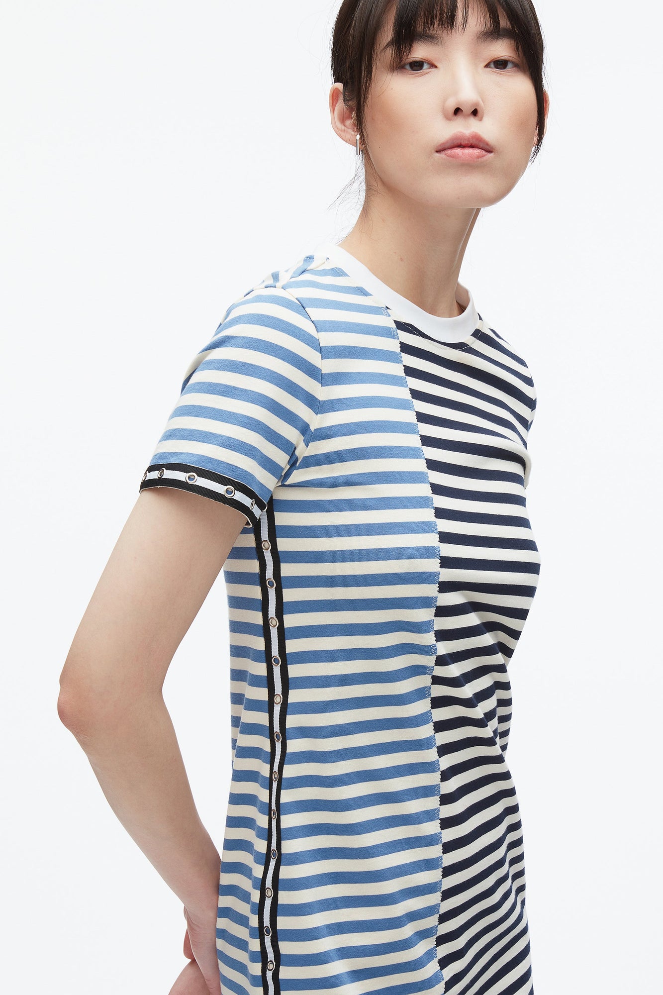 Patchwork Stripe T-shirt Dress | Midnight Multi