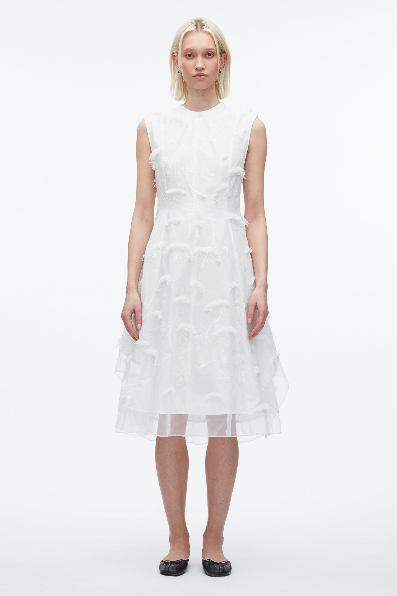 Fil Coupe Midi Dress | White