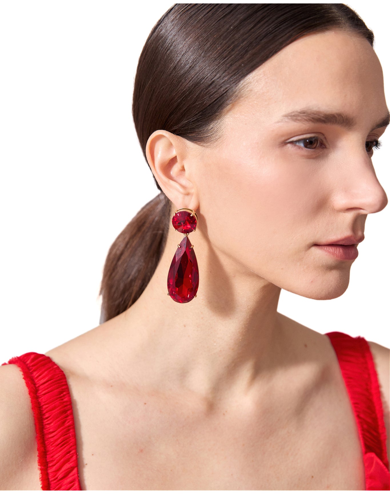 Large Teardrop Crystal Earrings | Scarlet