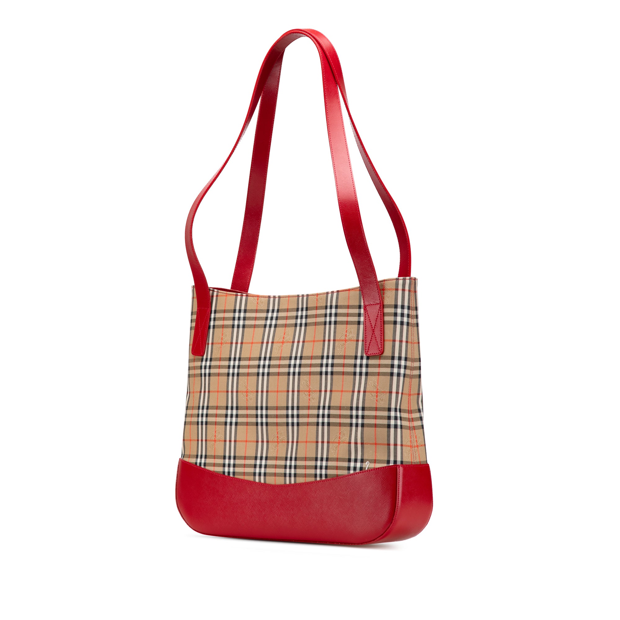 Burberry | Pre-Owned Haymarket Check Canvas Tote | Brown/Beige
