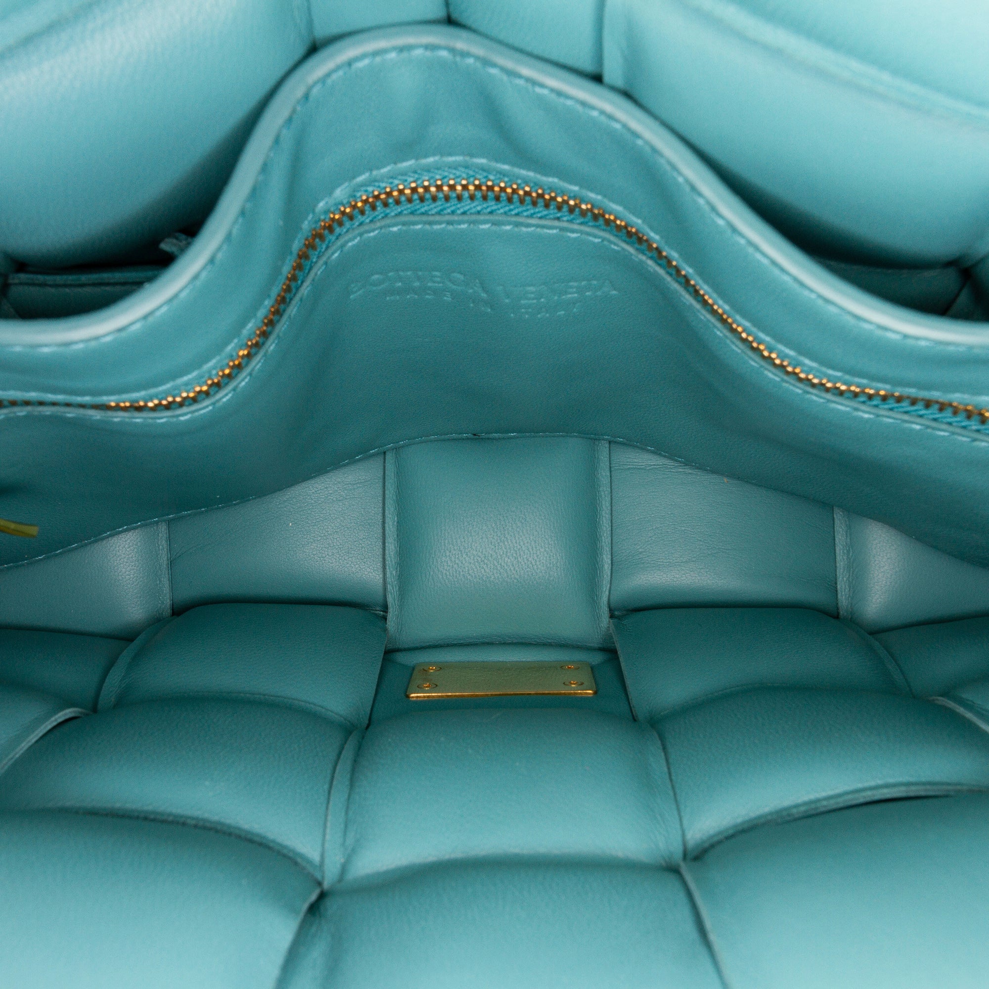 Bottega Veneta | Pre-Owned Nappa Intrecciato Padded Chain Cassette Satchel | Seafoam