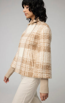 Pauline Relaxed-Fit Plaid Jacket With Biker Collar | Hush