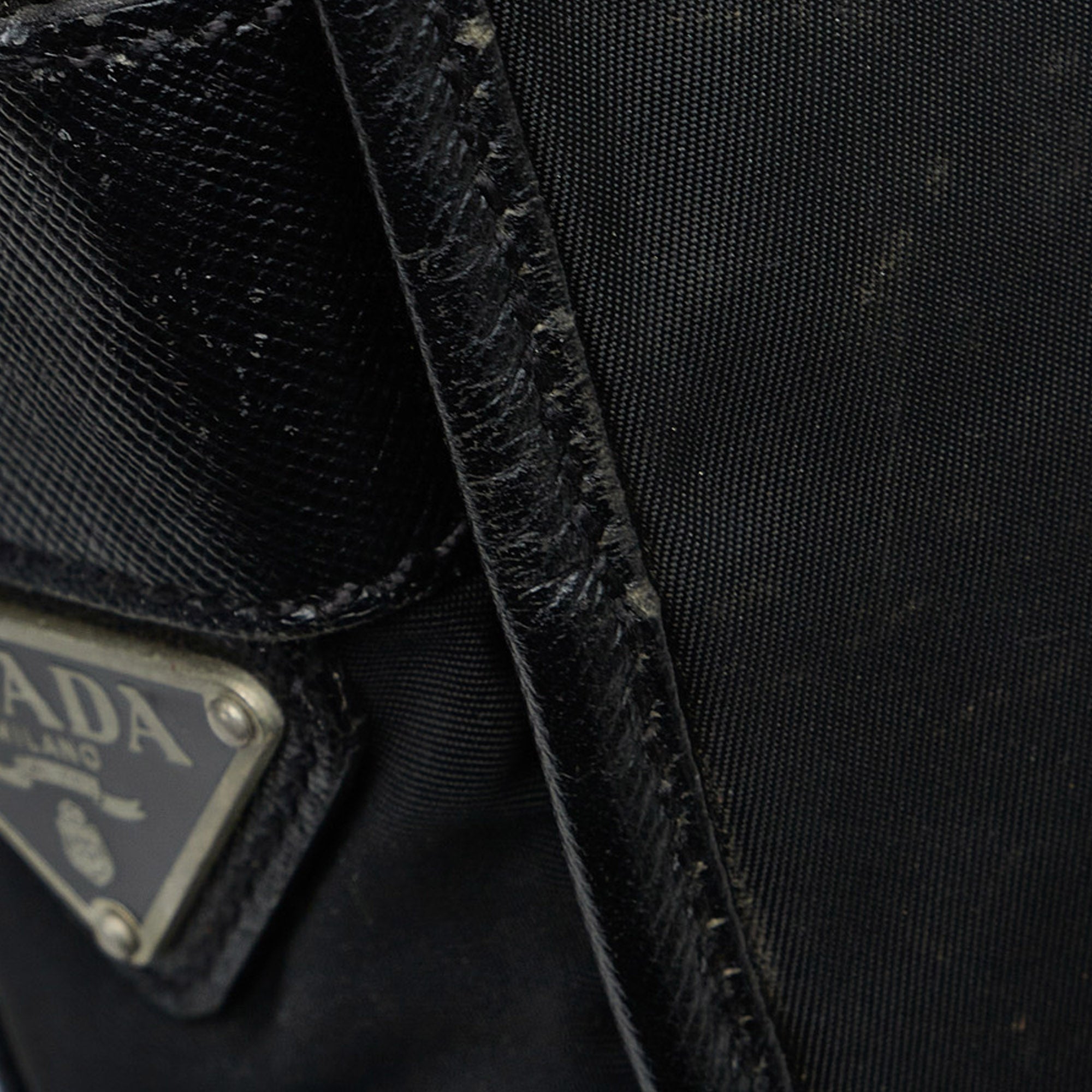 Prada | Pre-Owned Tessuto Buckle Messenger Bag - II | Black