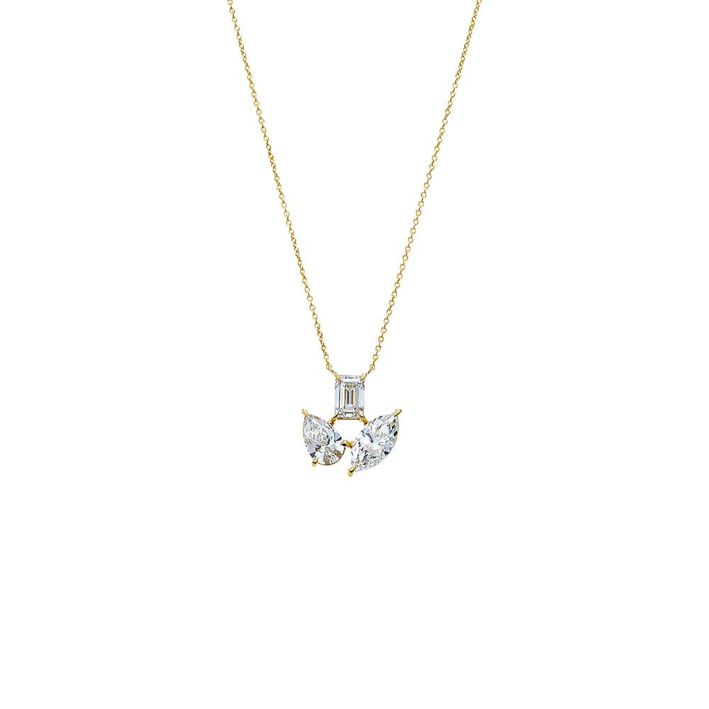 14K Gold Lab Grown Diamond Multi Shape Pendant Necklace 14K - Adina's Jewels