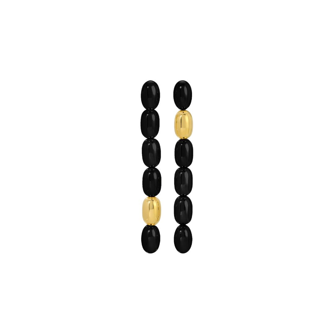 Edith Earrings | 18K Gold PVD Plated Stainless Steel/Black Resin Beads