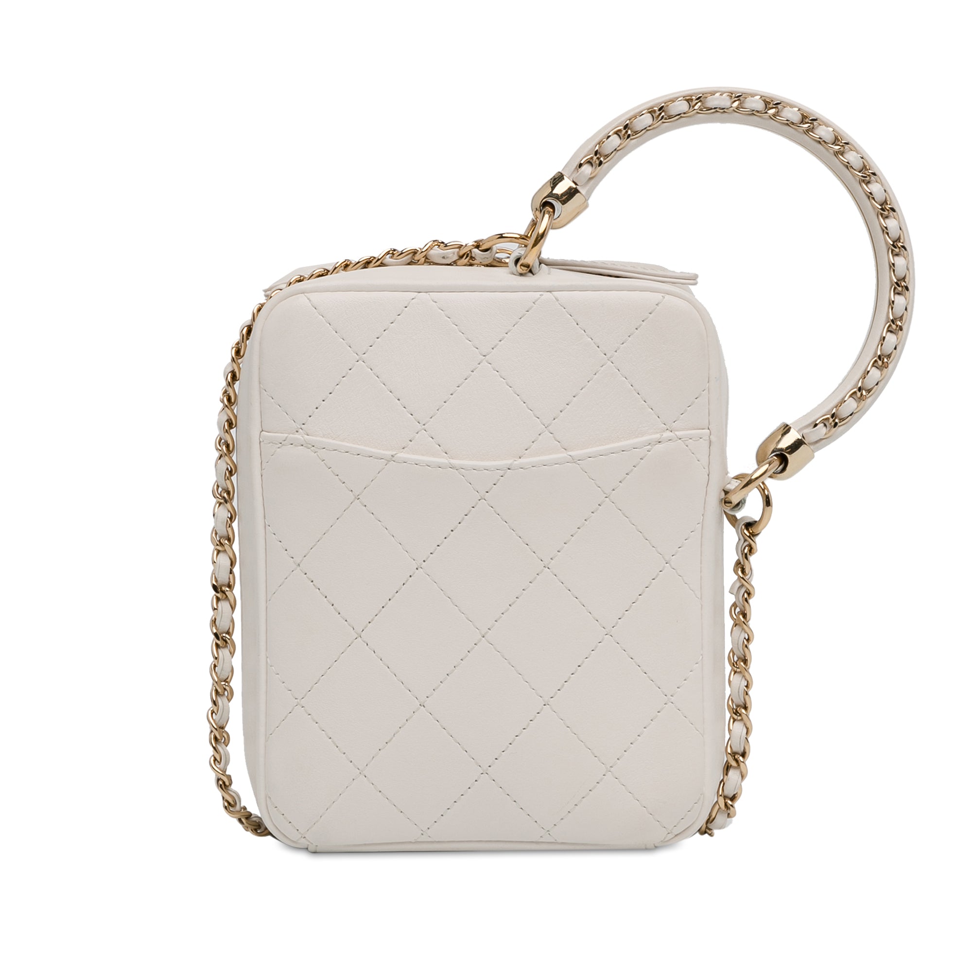 Chanel | Pre-Owned CC Lambskin Round Handle Camera Case | White