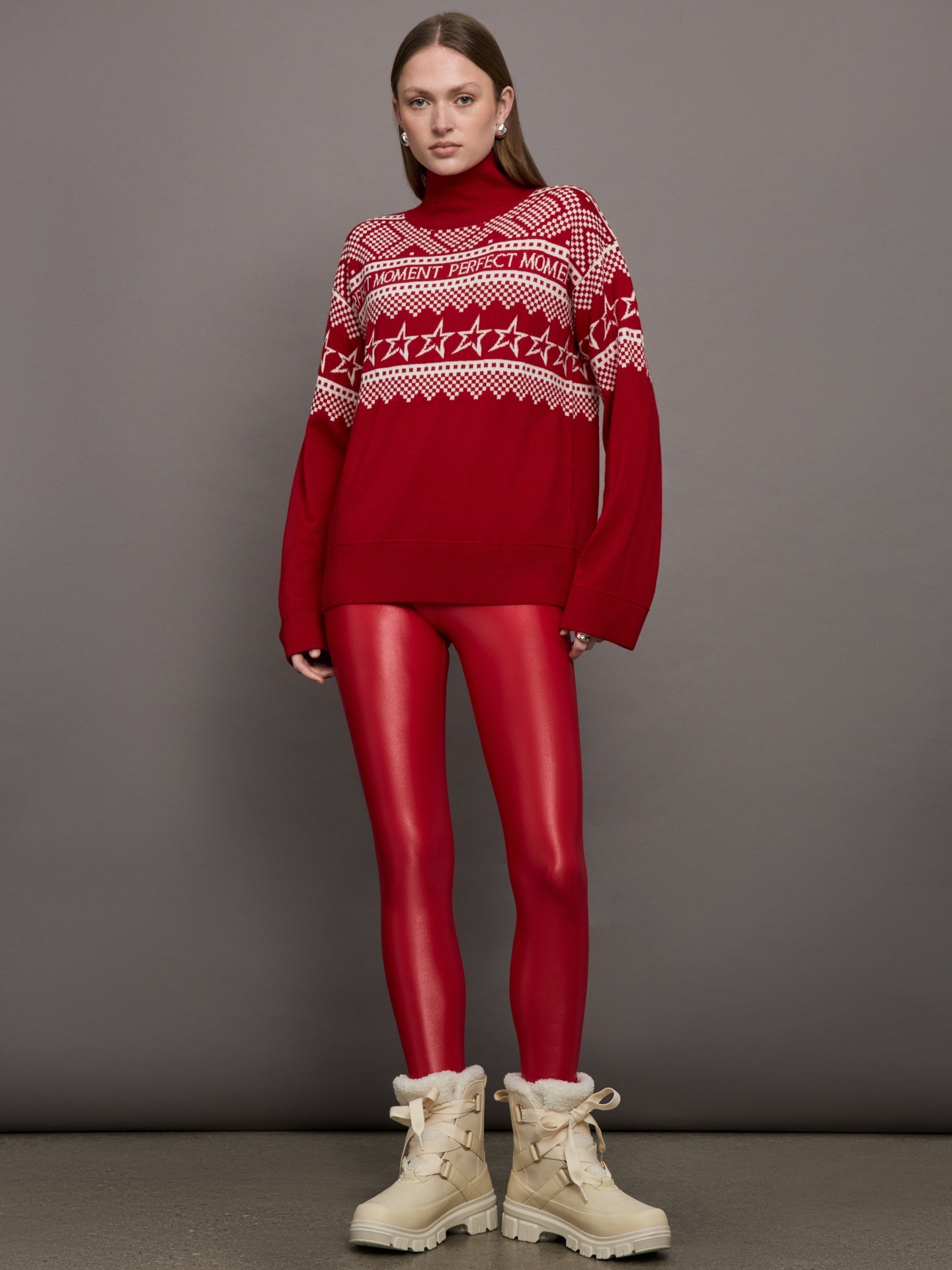 Perfect Moment | Holiday Roll Neck | Red/White