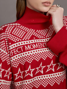 Perfect Moment | Holiday Roll Neck | Red/White