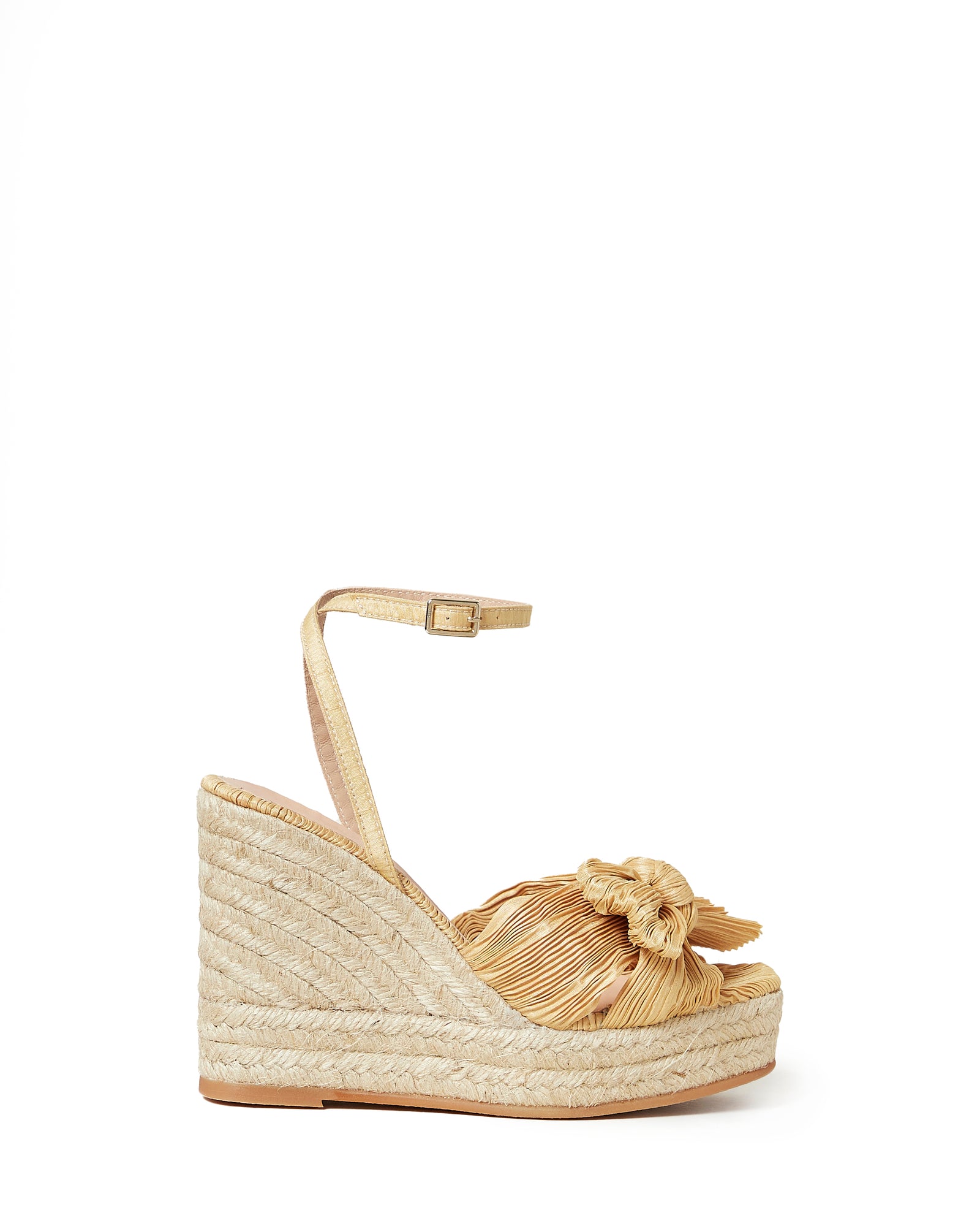 Peri Pleated Knot Wedge Espadrille | Hay