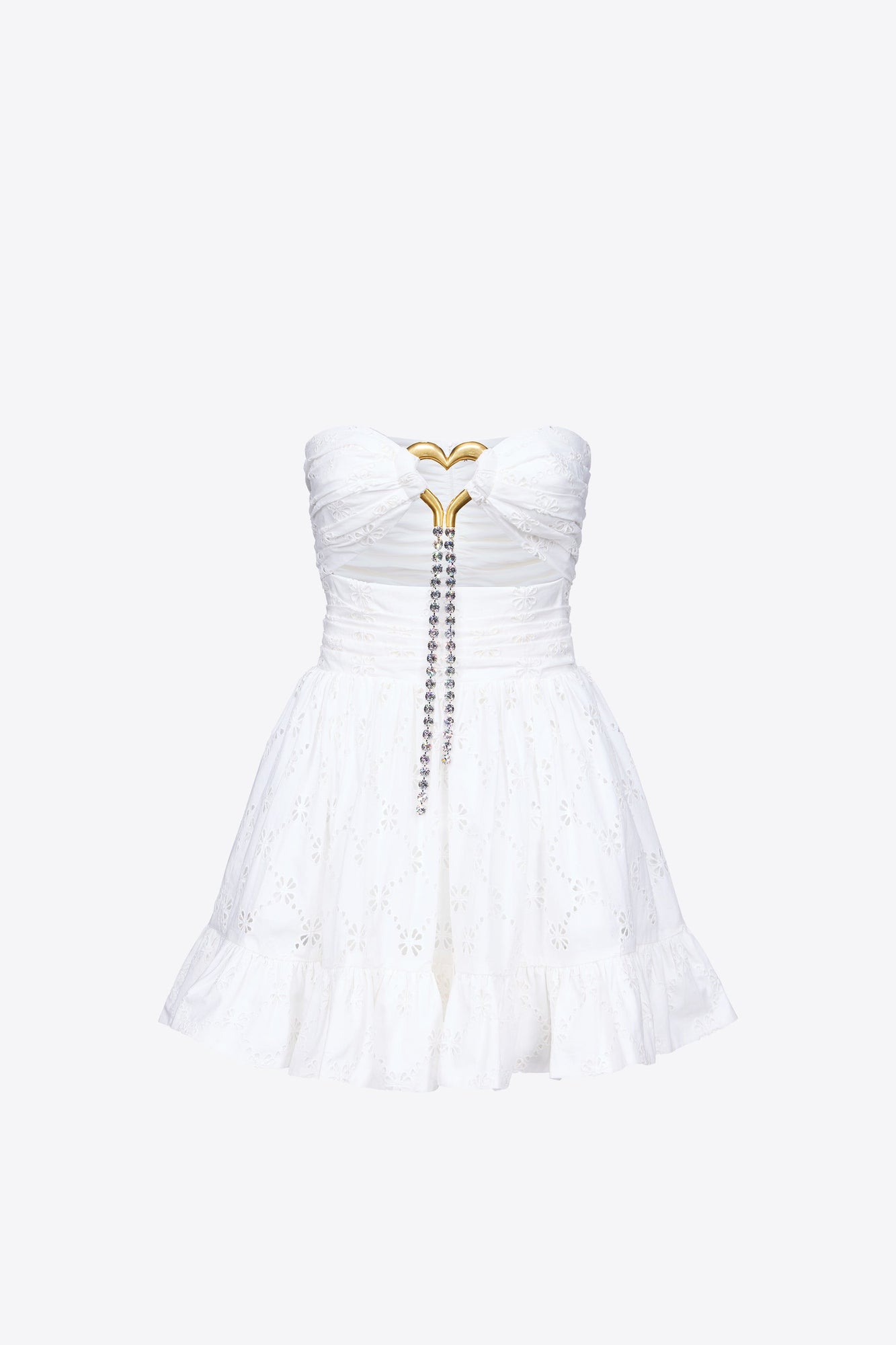 Broderie Anglaise Heart Draped Mini Dress | Off White