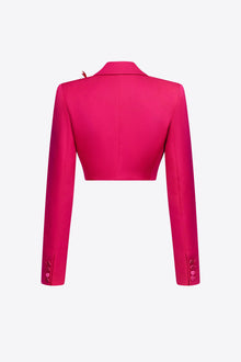 Flower Corsage Cropped Blazer | Raspberry