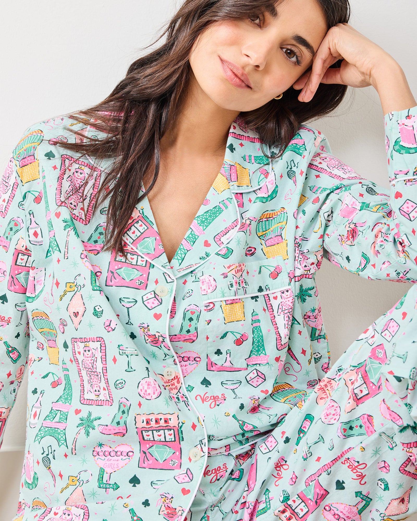 Viva Las Vegas - Long PJ Set - Mint - Printfresh