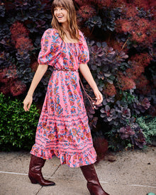 Folklore Flowers - Collins Dress - Bright Rose - Printfresh