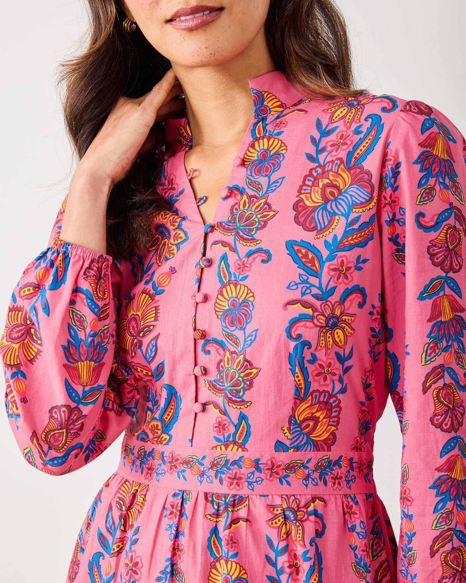 Folklore Flowers - Monroe Dress - Bright Rose - Printfresh