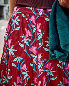Moonflower Vine - Tessa Skirt - Barn Red - Printfresh