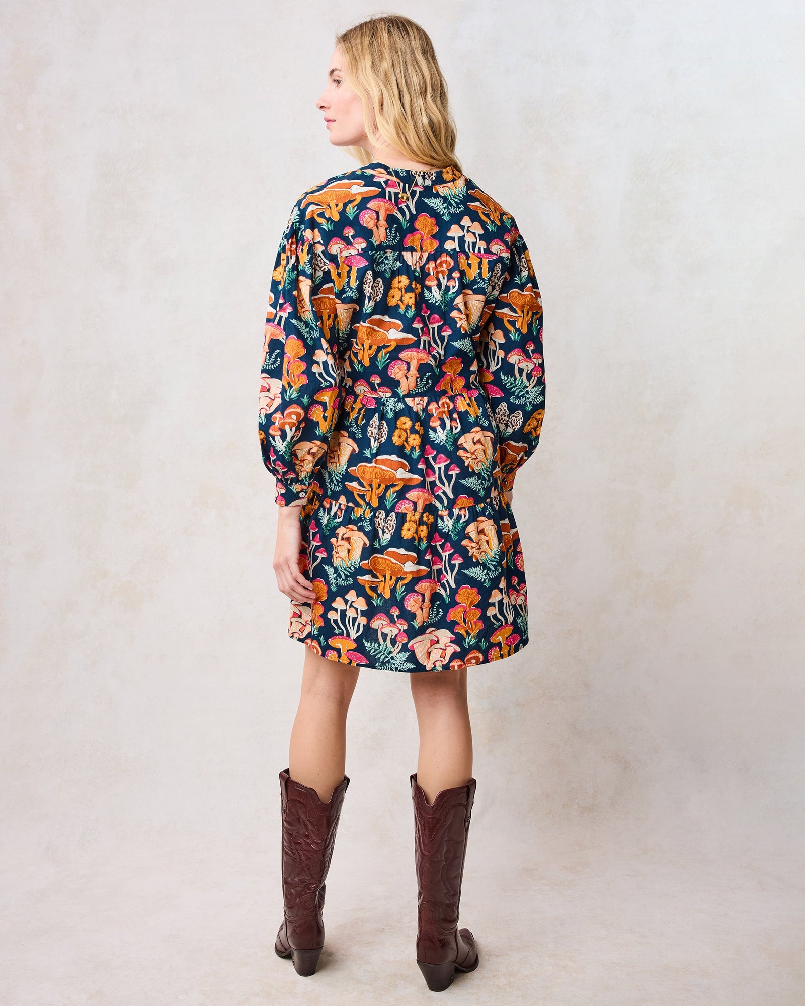 Mushroom Medley - Night Sky Dress - Navy - Printfresh