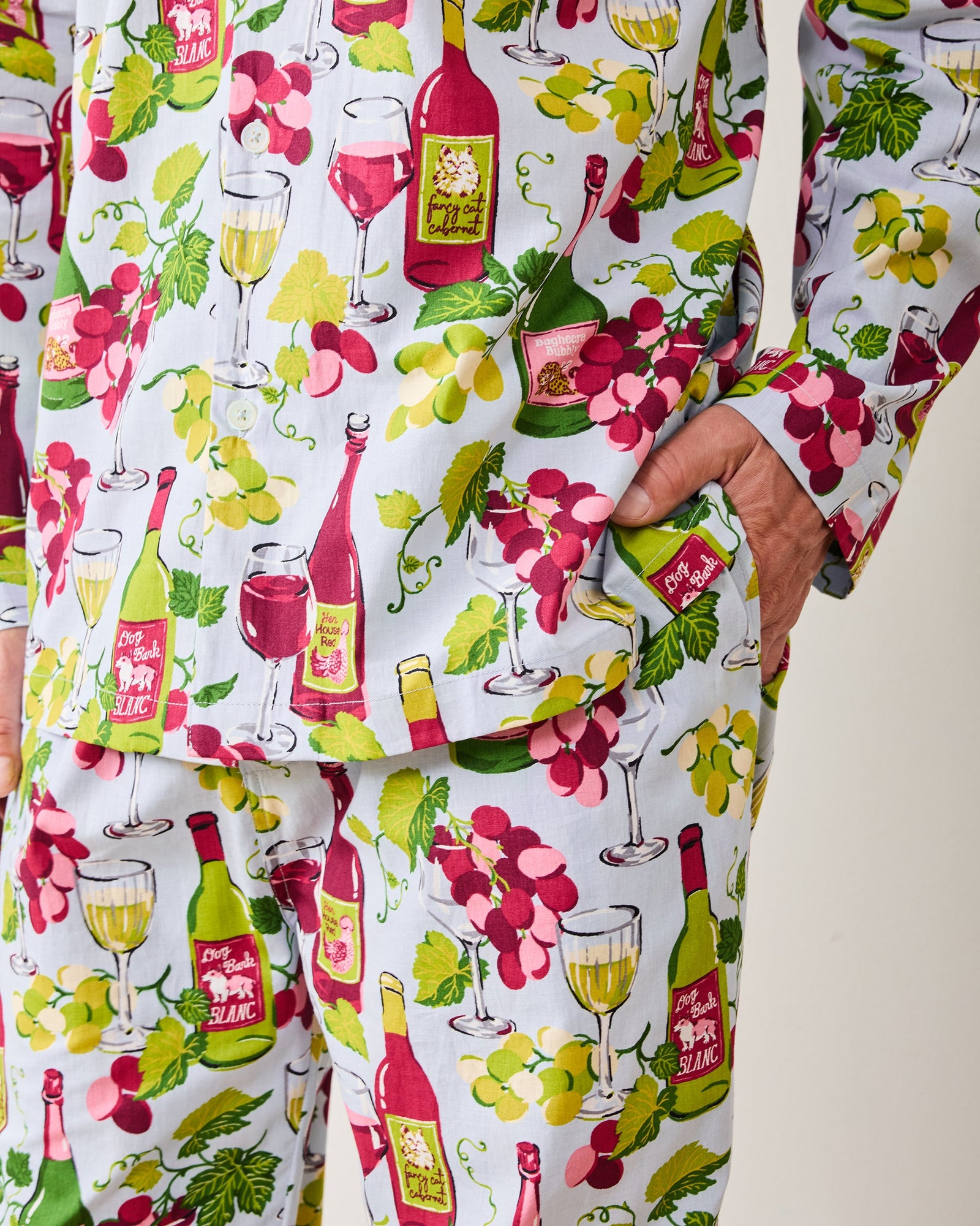 Wine Club - Men's Long PJ Set - Vineyard Sky - Printfresh