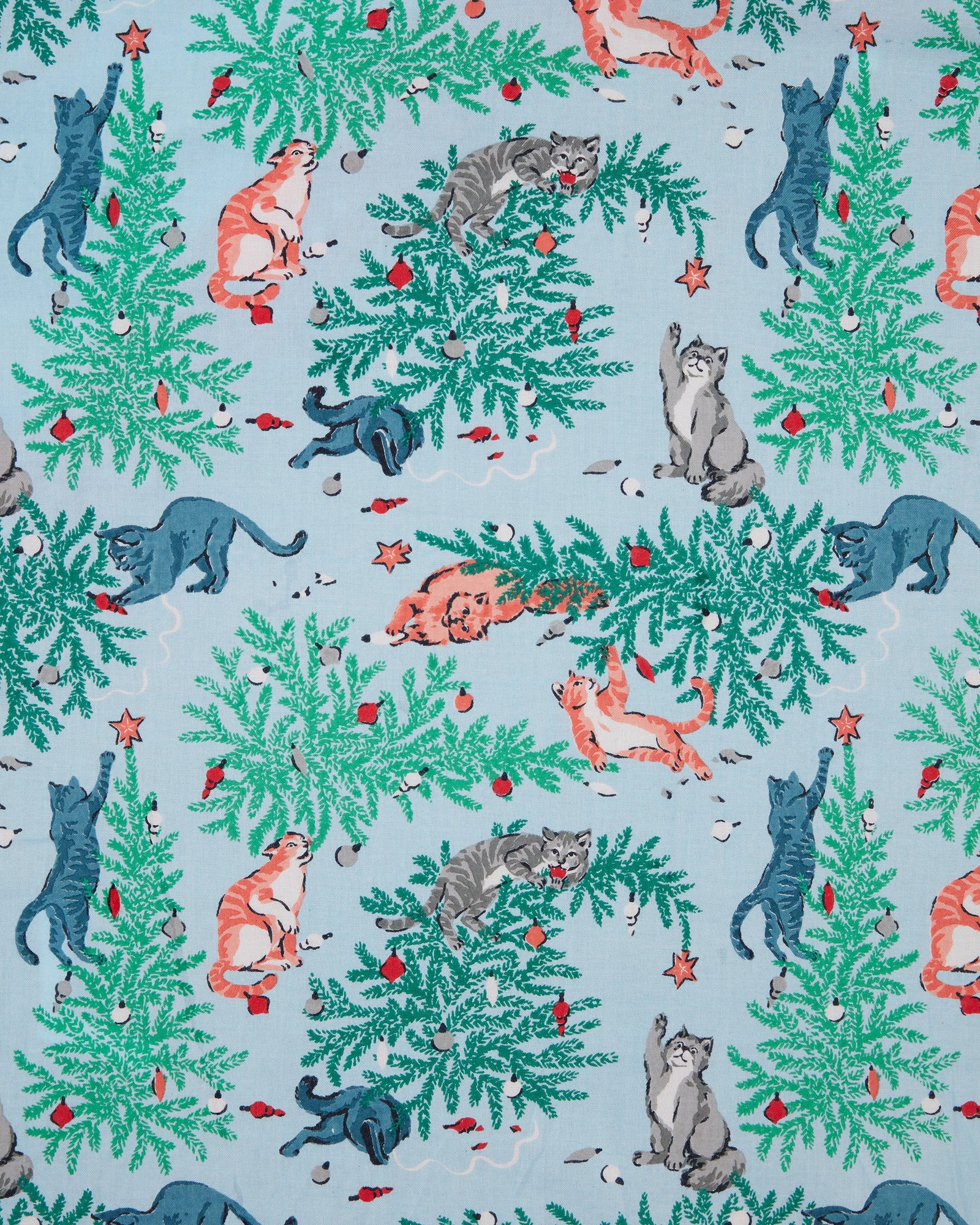 Frisky Firs - Lightweight Flannel Long PJ Set - Twinkling Blue - Printfresh