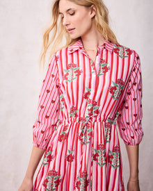 Carnation Stripes - Maison Dress - Scarlet Petal - Printfresh