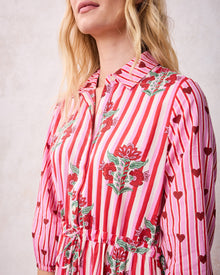 Carnation Stripes - Maison Dress - Scarlet Petal - Printfresh