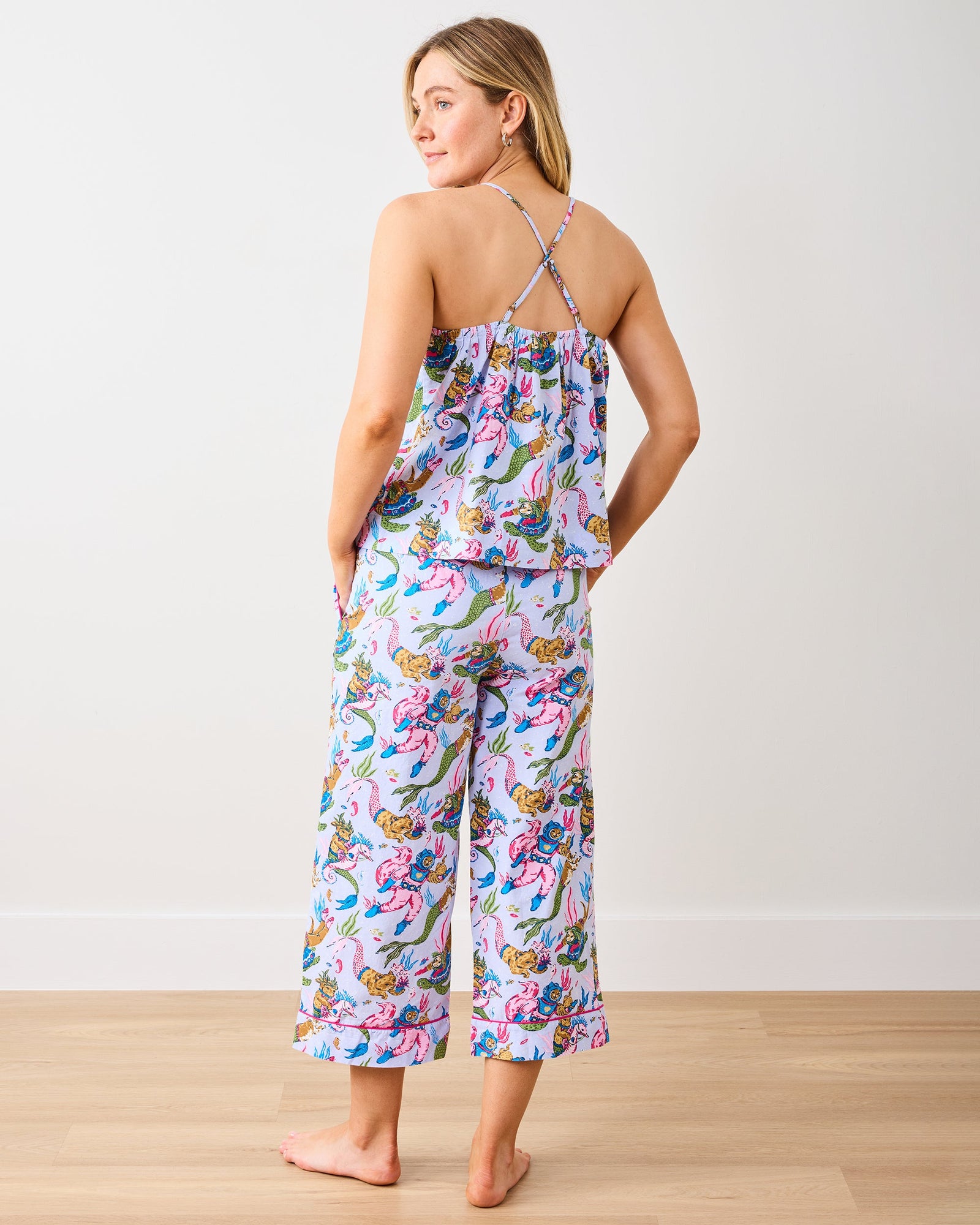 Deep Sea Divers - Cami Cropped PJ Pant Set - Lavender Sorbet - Printfresh