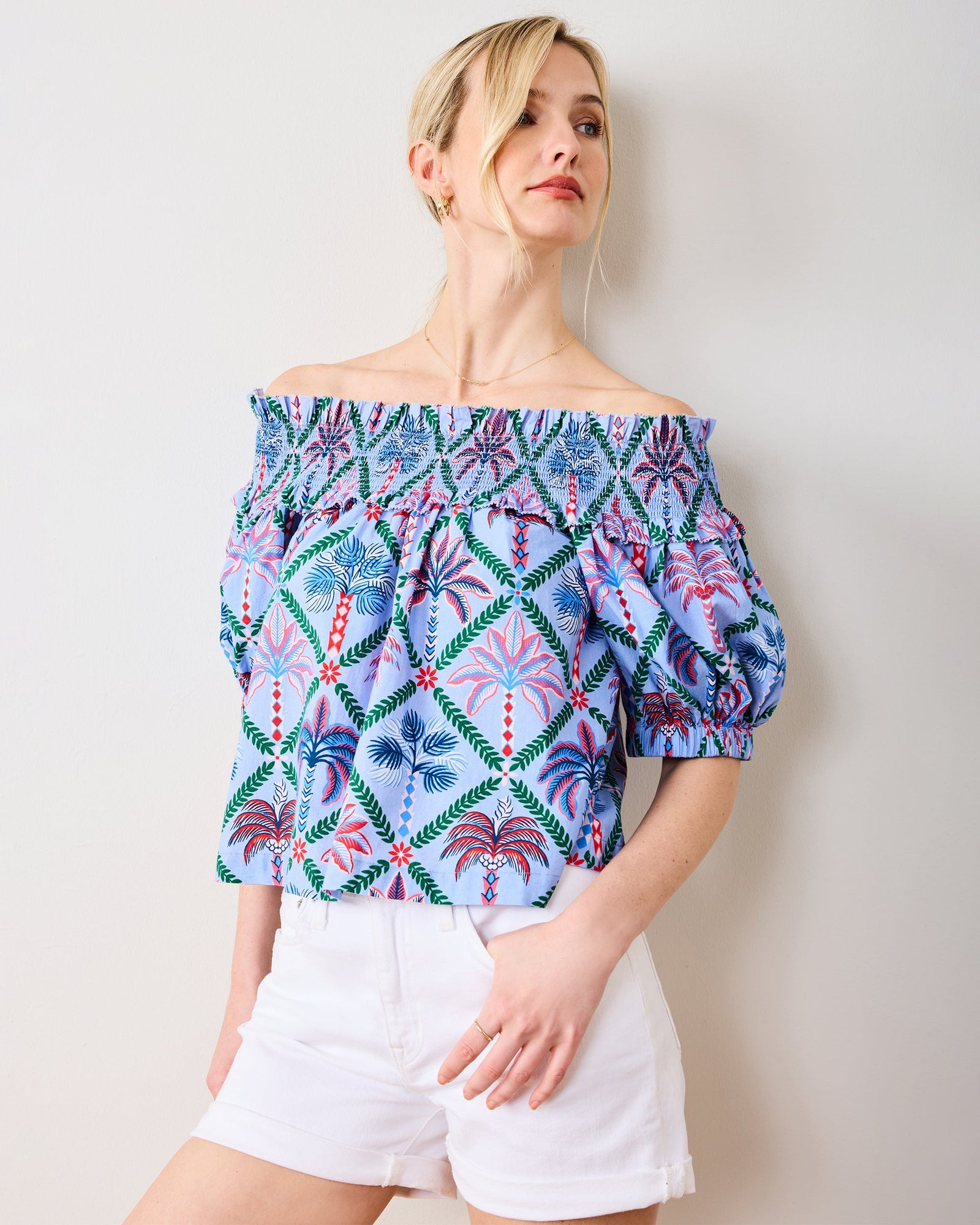Palm Tree Paradise - Ximena Blouse - Lilac Escape - Printfresh