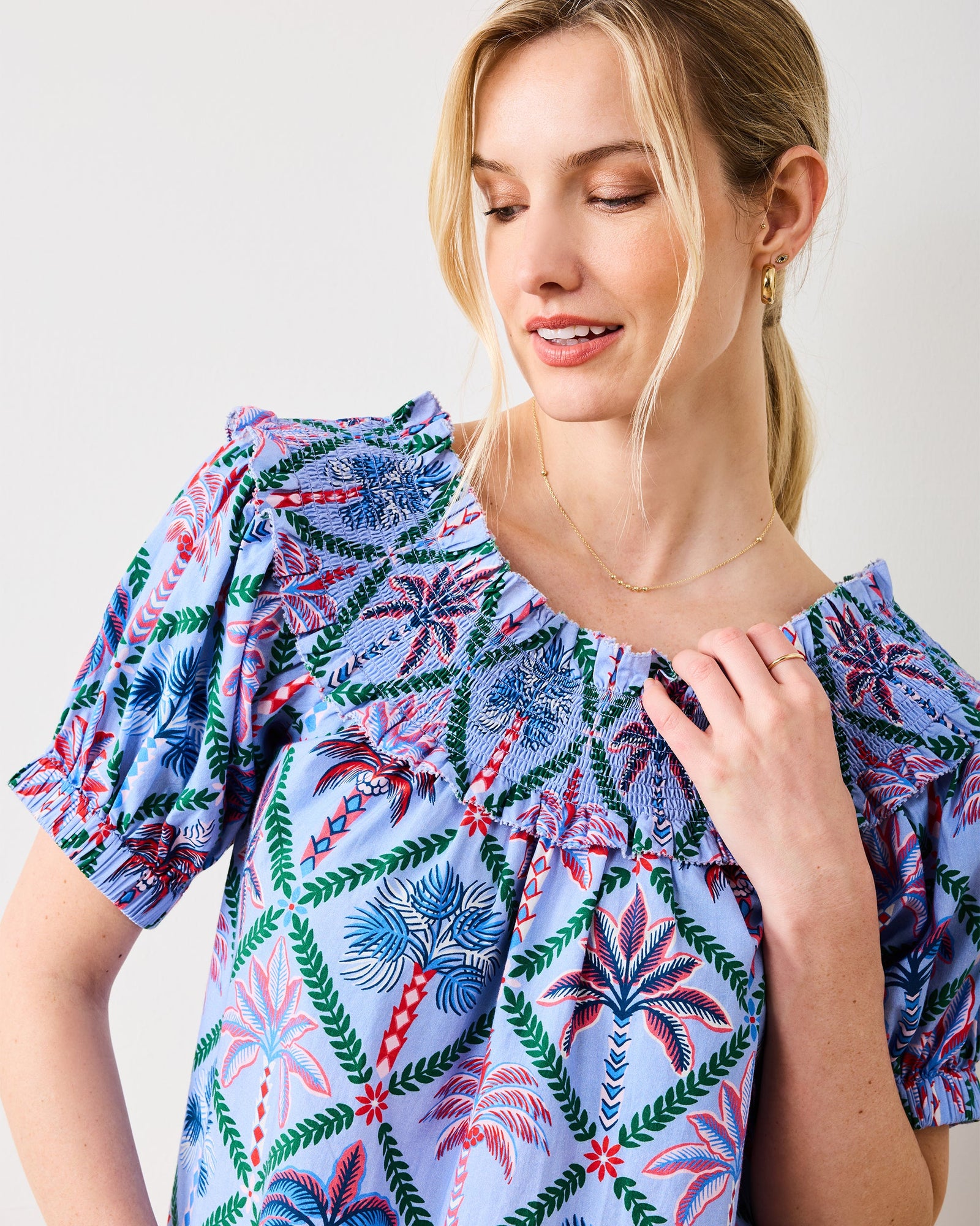 Palm Tree Paradise - Ximena Blouse - Lilac Escape - Printfresh