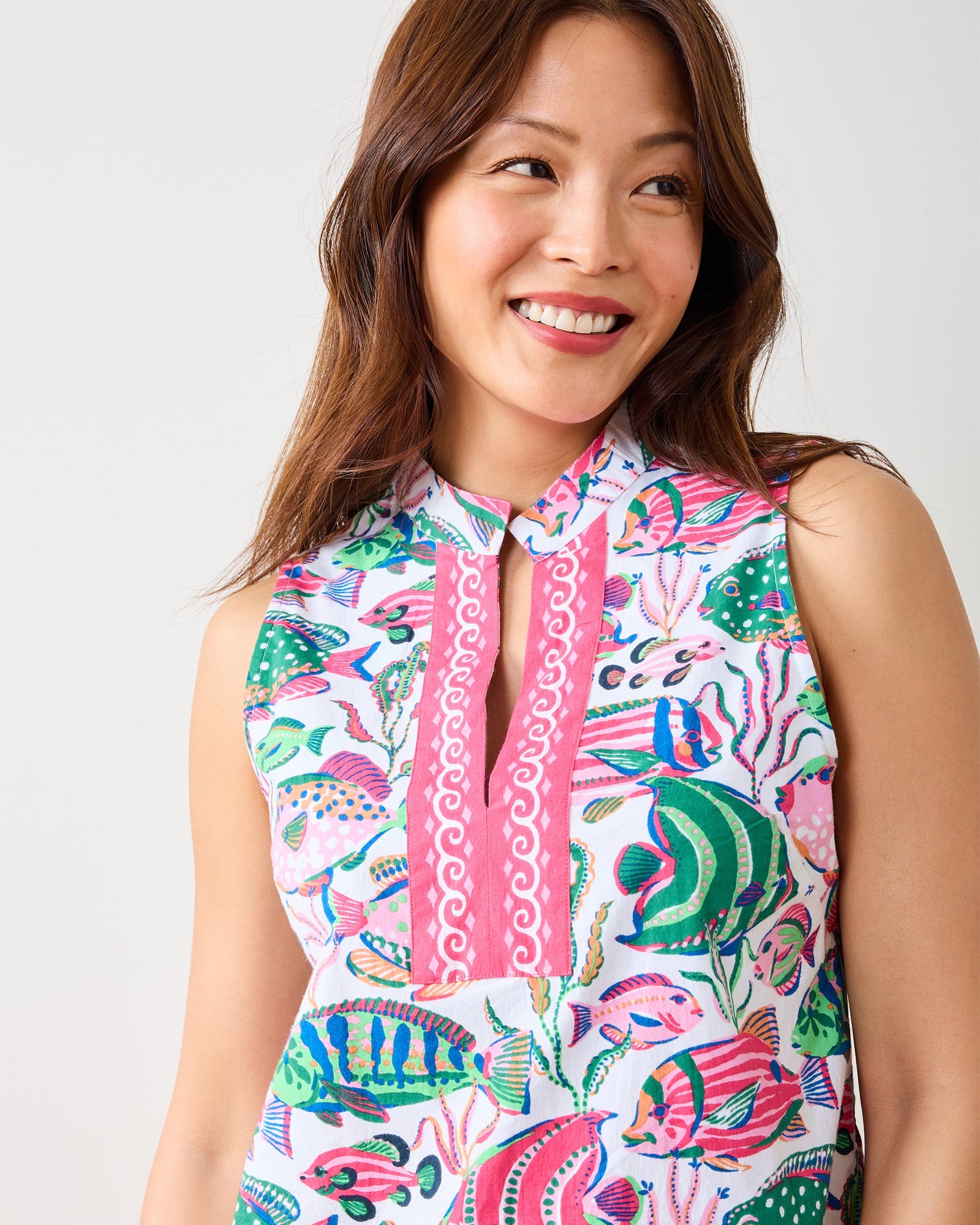 Tropical Fish - Ocean View Shift Dress - Cloud - Printfresh