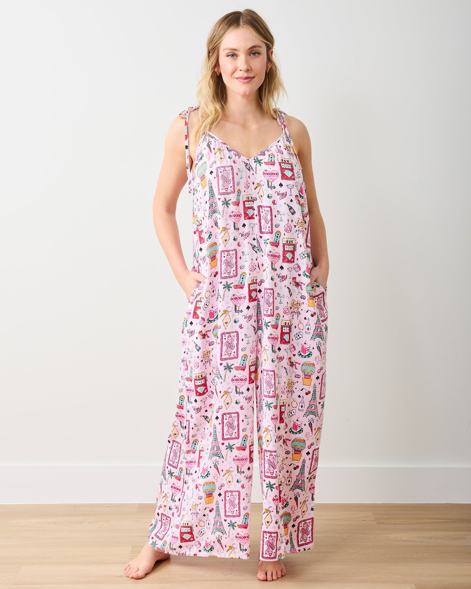 Viva Las Vegas - Eco Satin Jaipur Jumpsuit - Lucky Pink - Printfresh