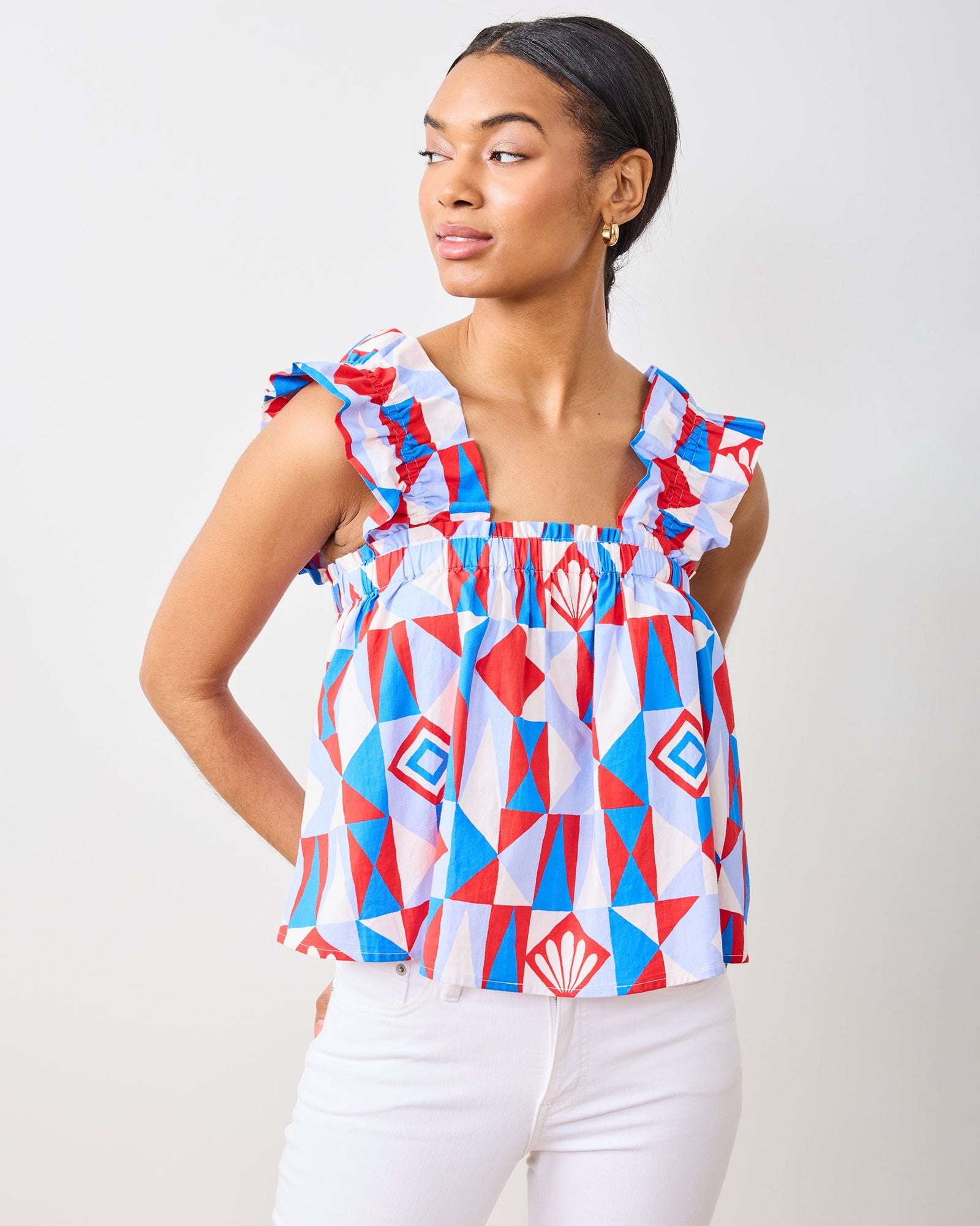 Underwater Mosaic - Maya Top - Retro Red - Printfresh