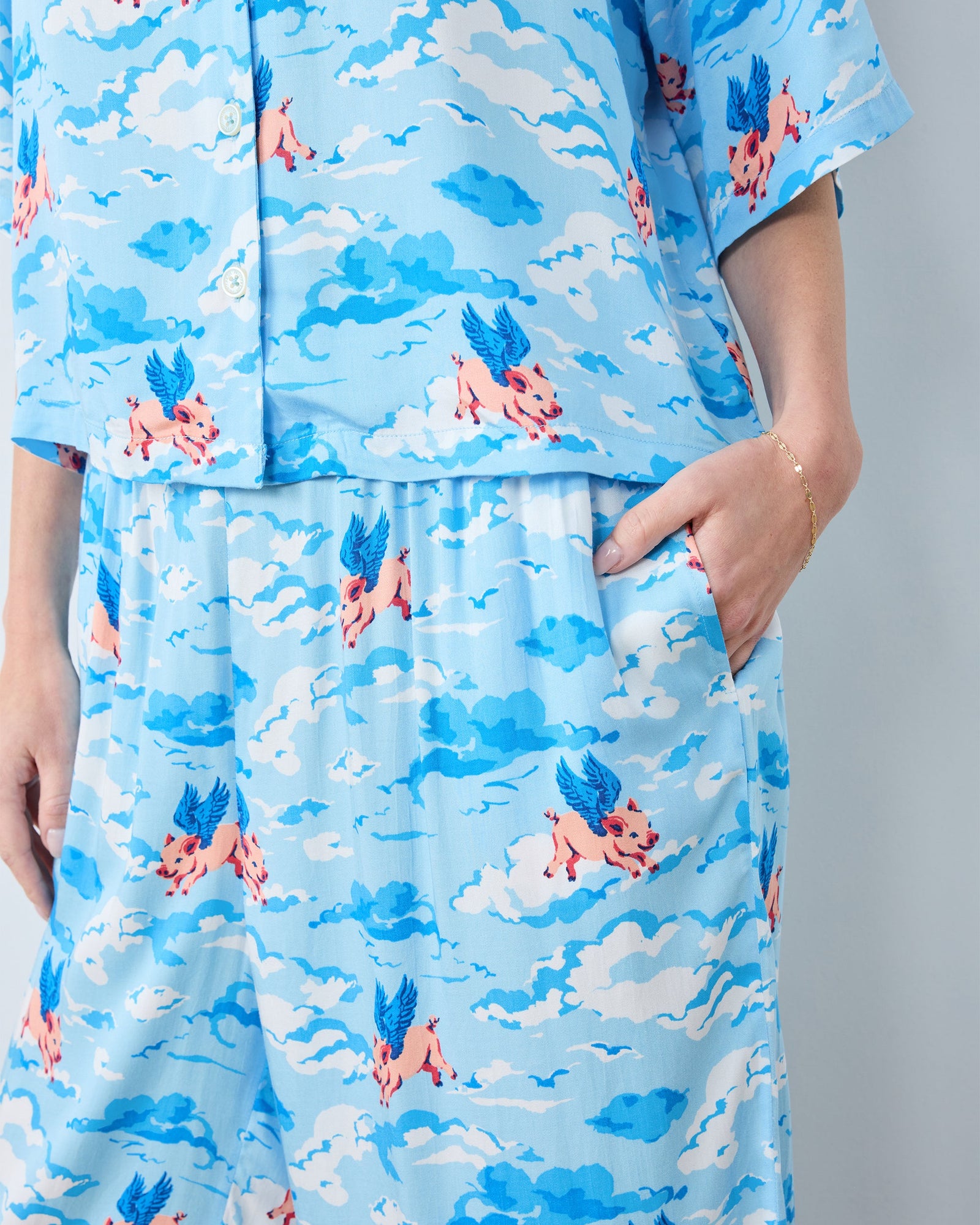 When Pigs Fly - Eco Satin Sweet Dreams Set - Pale Blue - Printfresh