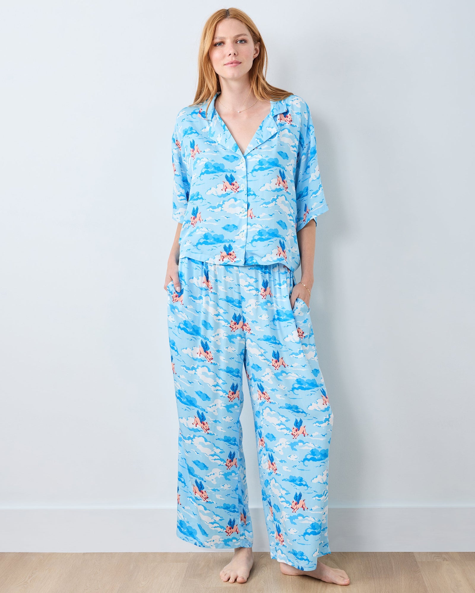 When Pigs Fly - Eco Satin Sweet Dreams Set - Pale Blue - Printfresh