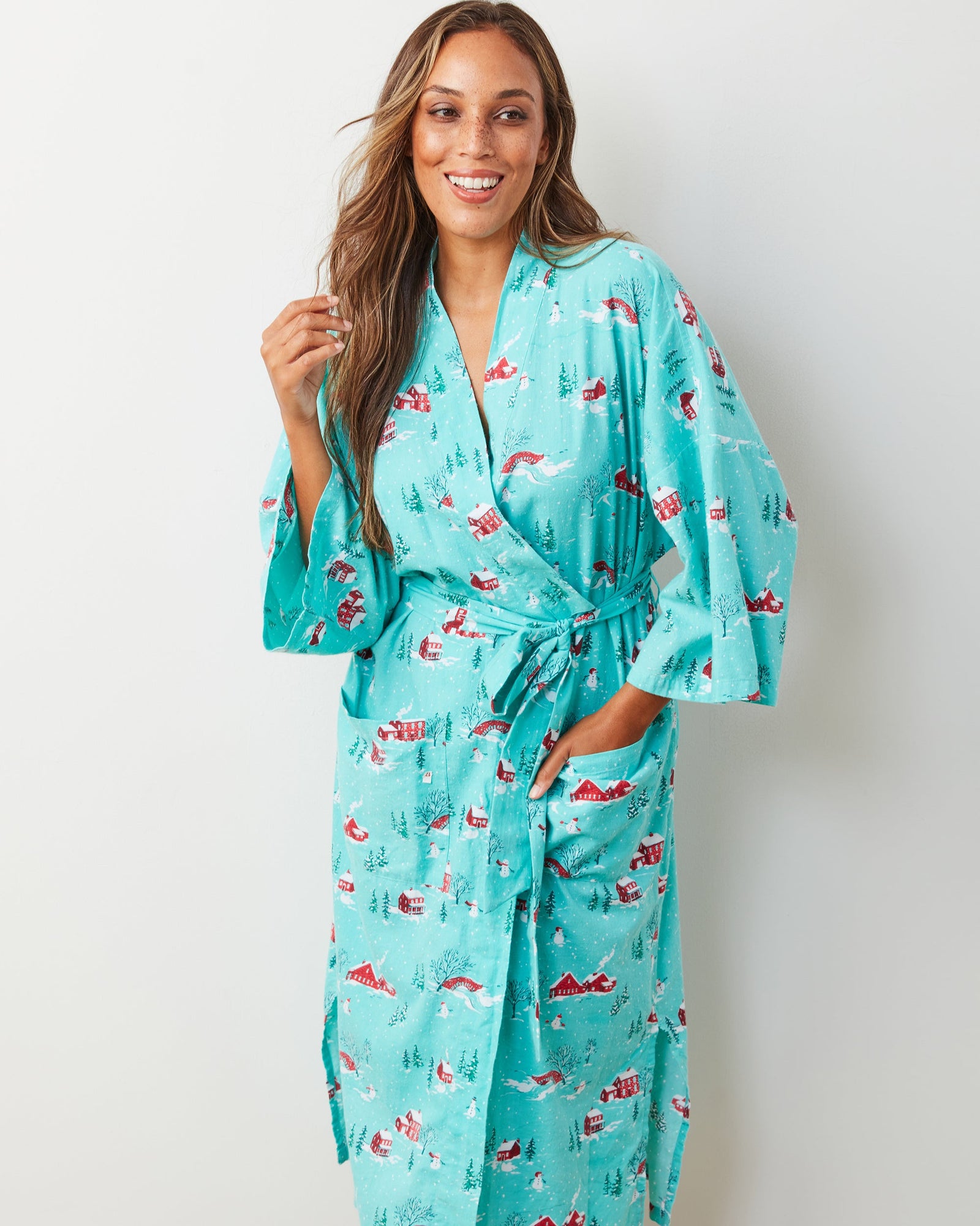 Winter Wonderland - Lightweight Flannel Robe - Snow Day - Printfresh