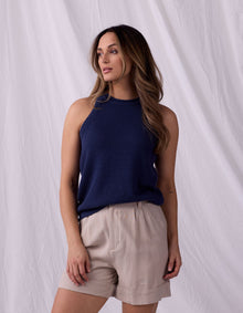 Women | Wanderlust Hi-Neck Tank | Navy