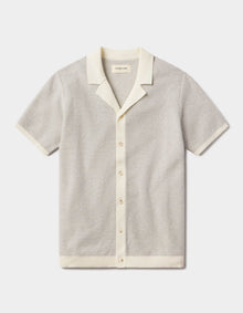 Men | Robles Birdseye Knit Camp Button Up | Cream/Grey