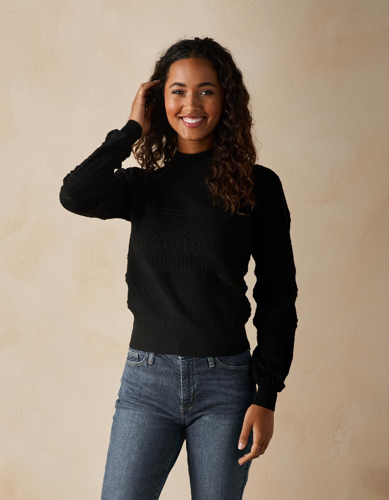 Women | Olivia Pointelle Sweater | Black