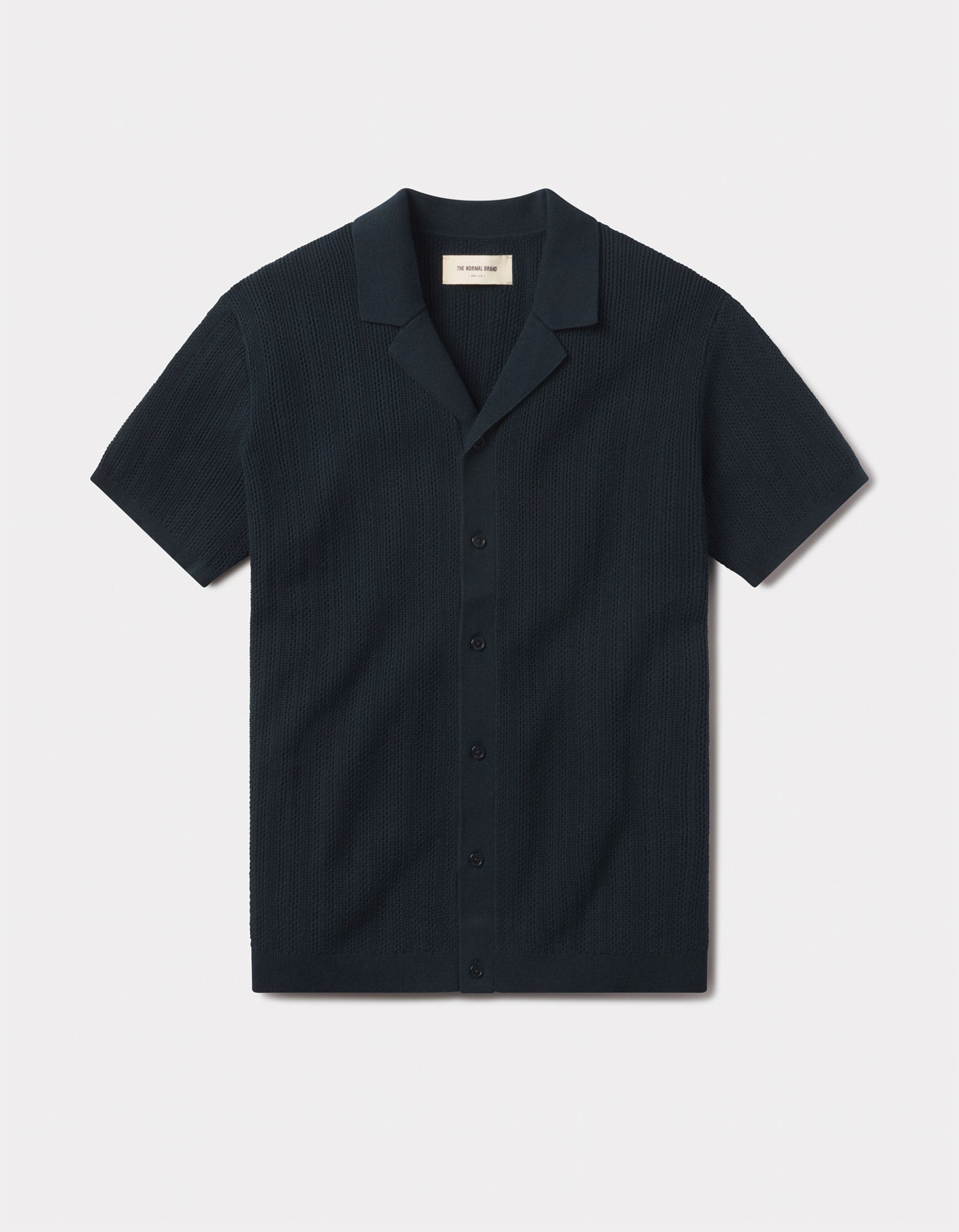 Men | Robles Textured Knit Camp Button Up | Dark Oasis
