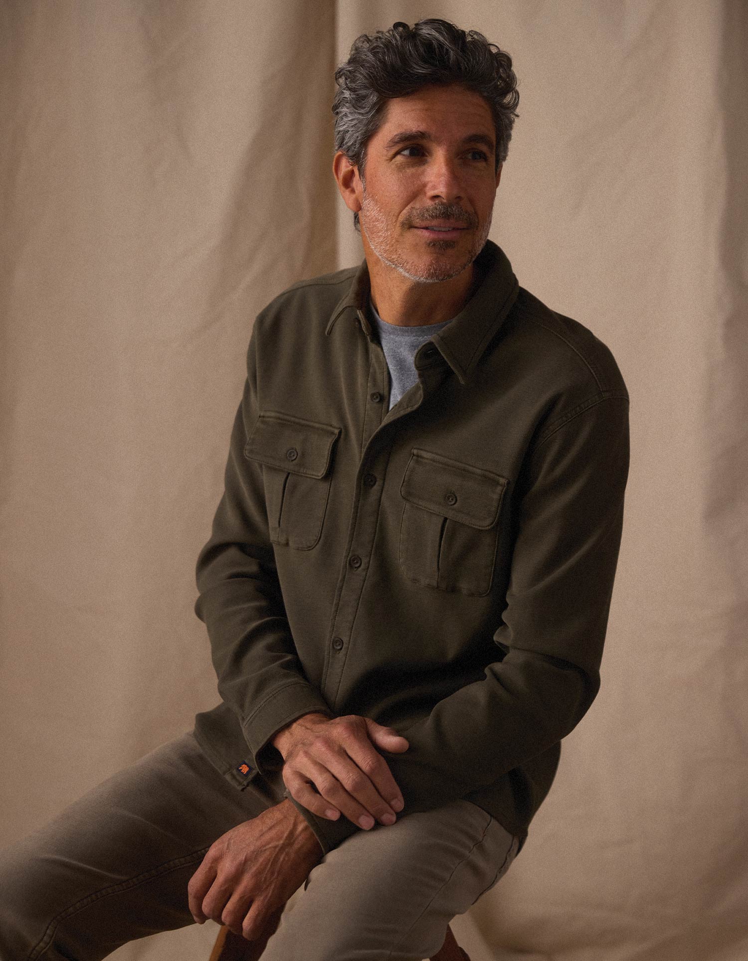 Men | Comfort Terry Shirt Jacket | Olive