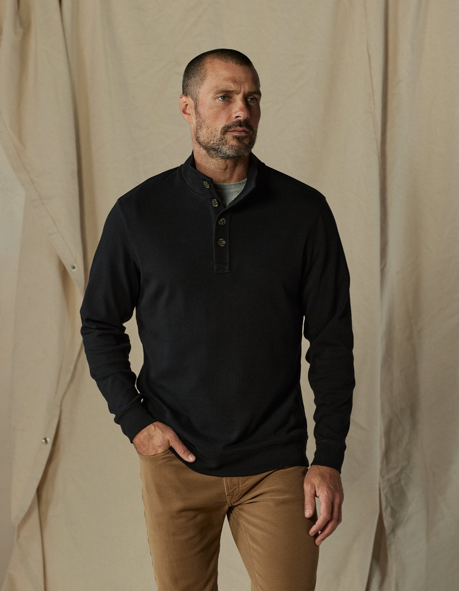 Men | Puremeso Button Popover | Black