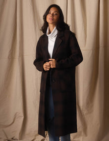 Women | Duster Coat | Midnight Brown Plaid