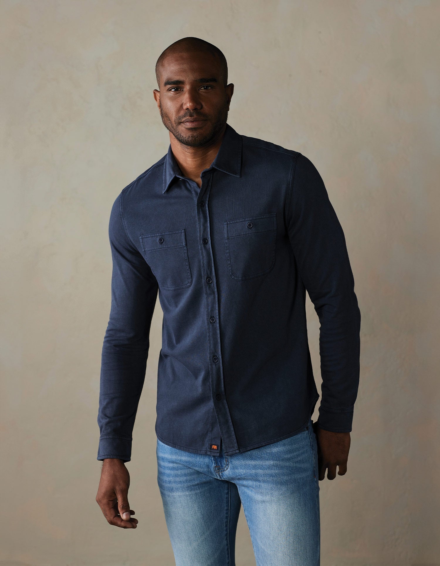 Men | Lennox Jersey Button Up | Navy