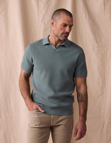 Men | Waffle Stitch Polo | Juniper