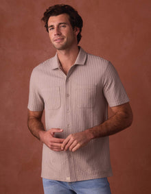Men | Knit Getaway Button Up | Taupe