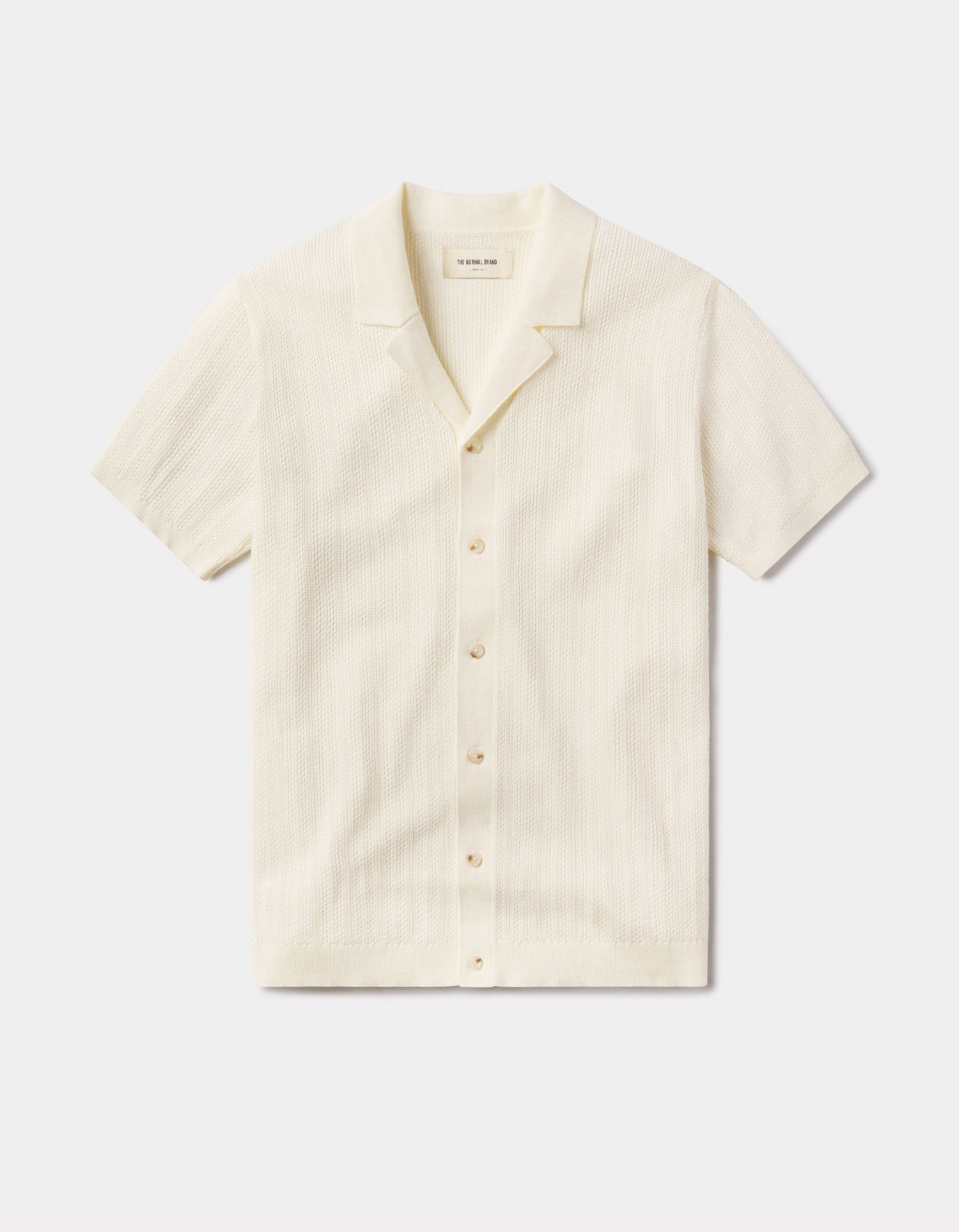 Men | Robles Textured Knit Camp Button Up | Ivory
