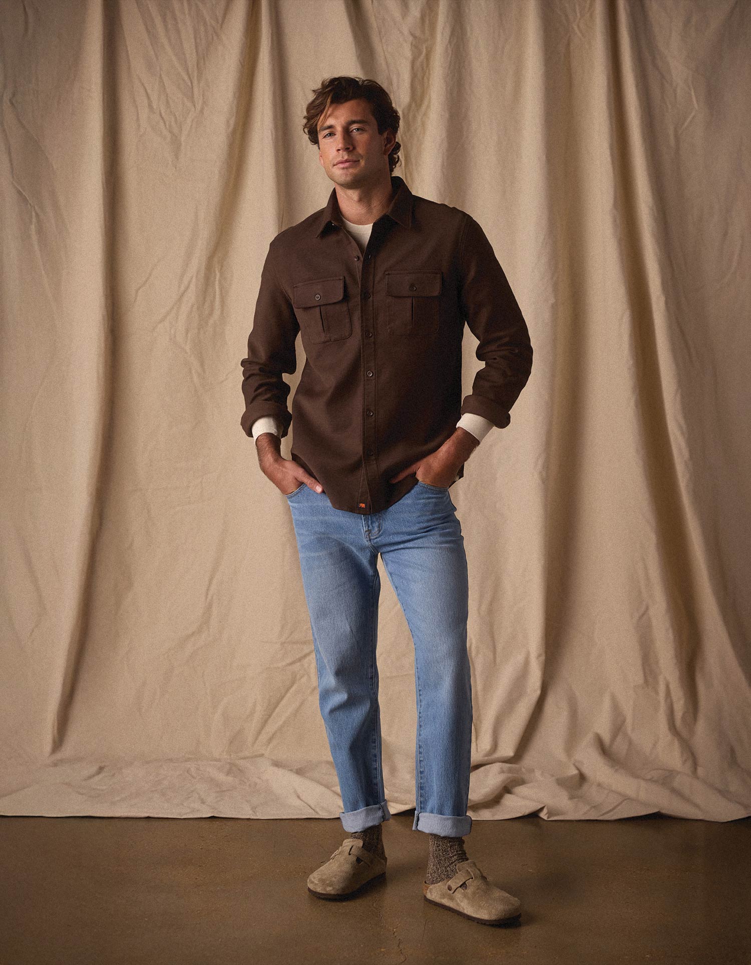 Men | Comfort Terry Shirt Jacket | Dark Brown