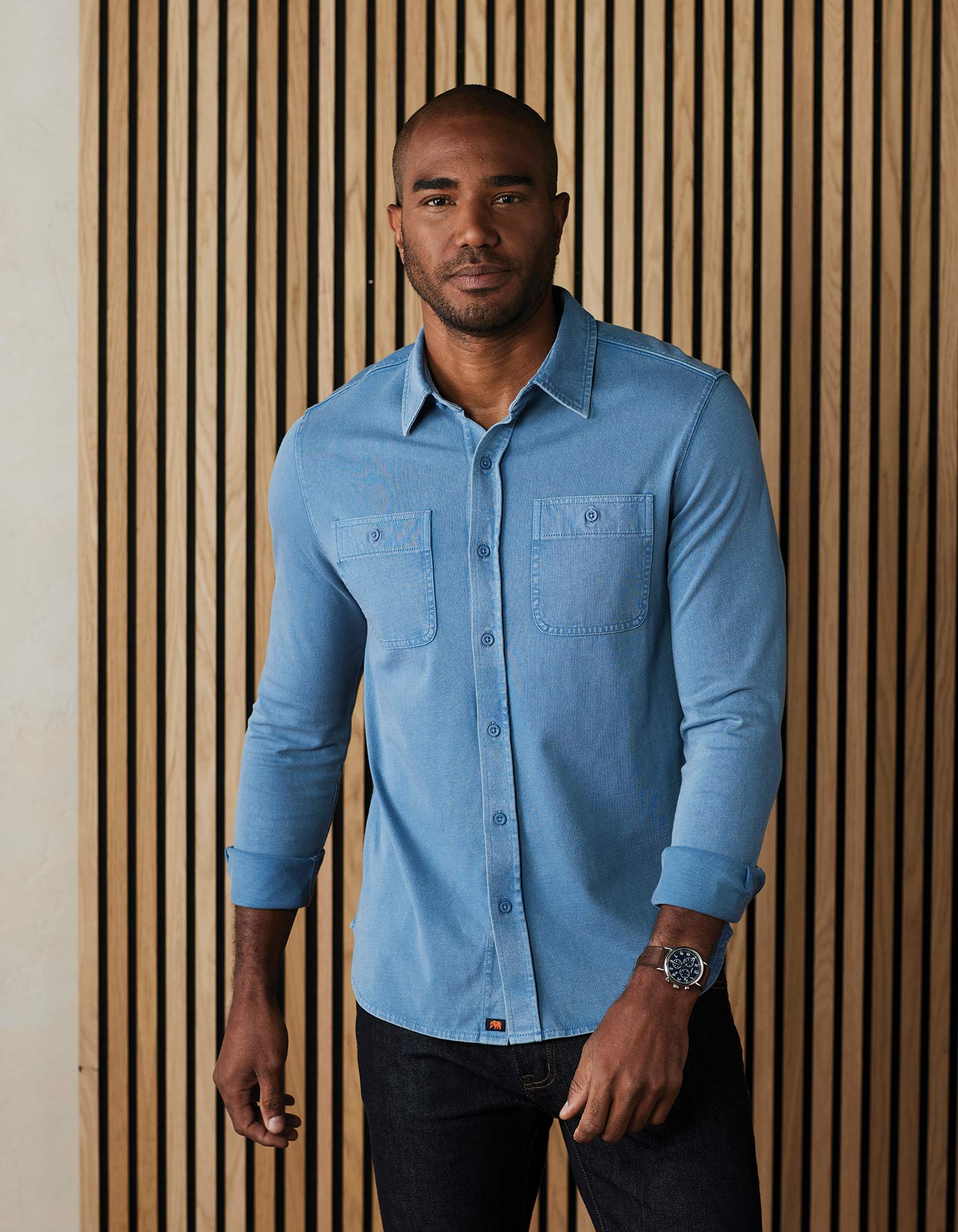Men | Lennox Jersey Button Up | Slate Blue